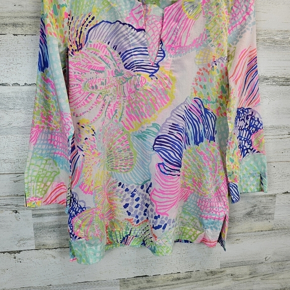 Lilly Pulitzer Womens Amelia Island May Roar Of The Seas Tunic Top Sz XS Coastal - Picture 9 of 14